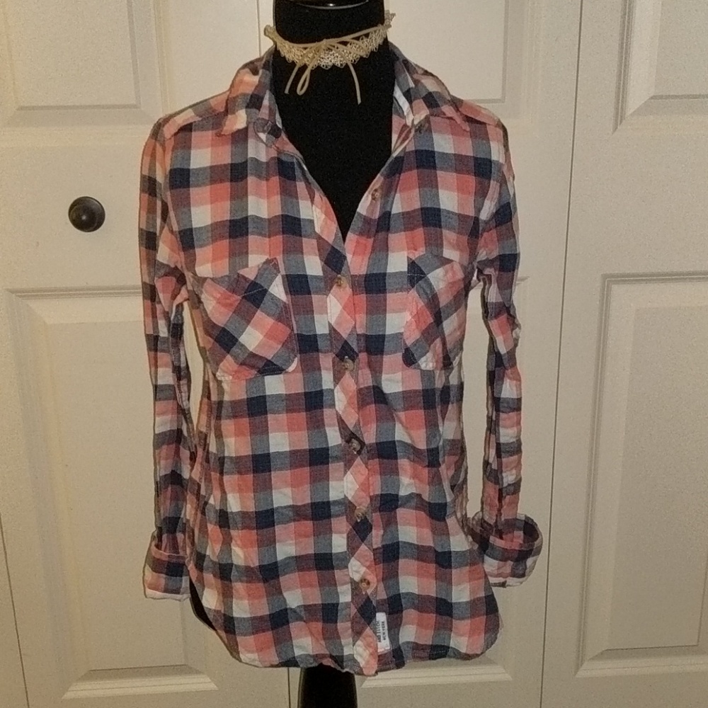 Plaid Pink Blue And White Cowgirl. Shirt